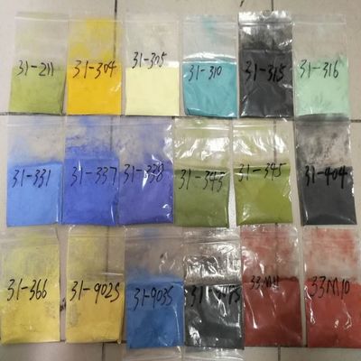 Vierfarbige Keramikfarbe auf Glasur Gold-Stannat-Purpur- und Eisenoxid-Kombination